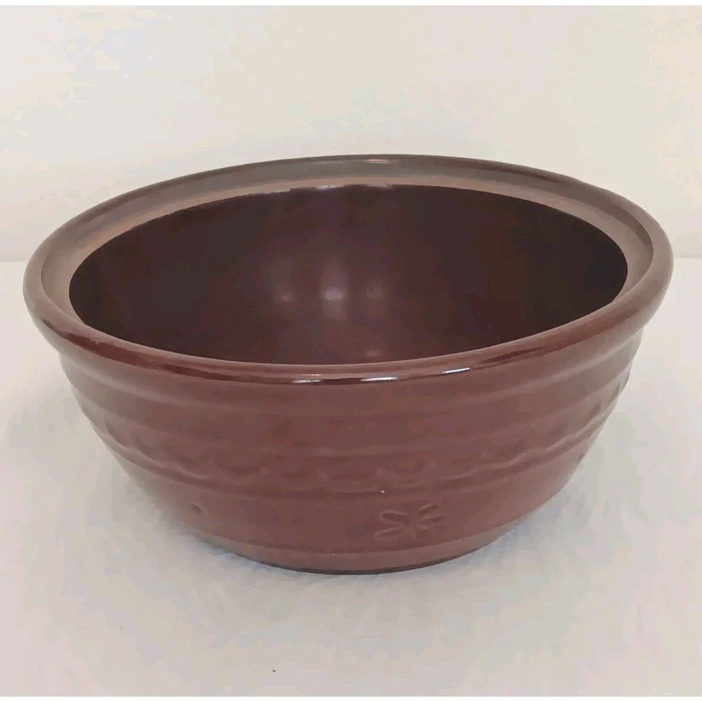 Vintage Marcrest 8 Inch Ribbed Oven Proof Stoneware Mixing Serving Bowl